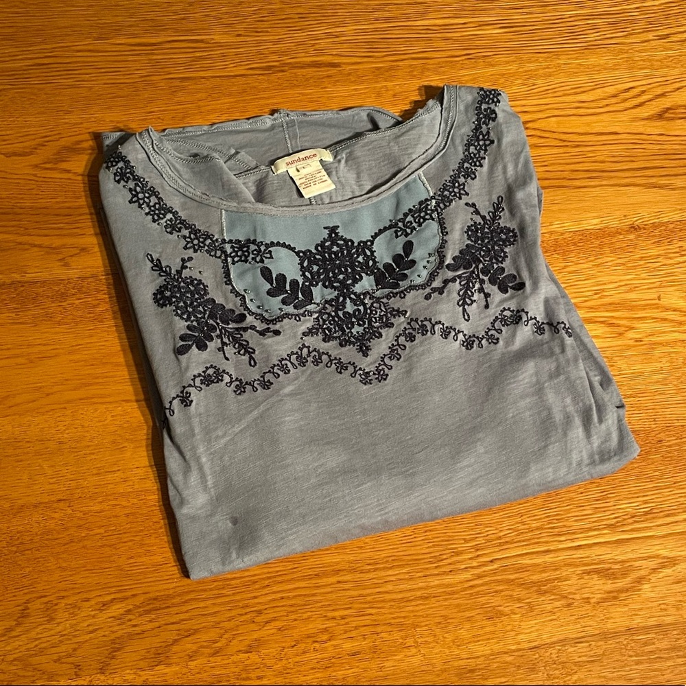 Blue Embroidered Long Sleeve